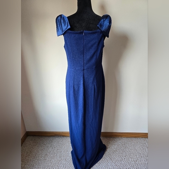 Adrianna Papell Stretch Crepe Off The Shoulder Long Column Gown With Bows Sz 10. - Picture 2 of 10